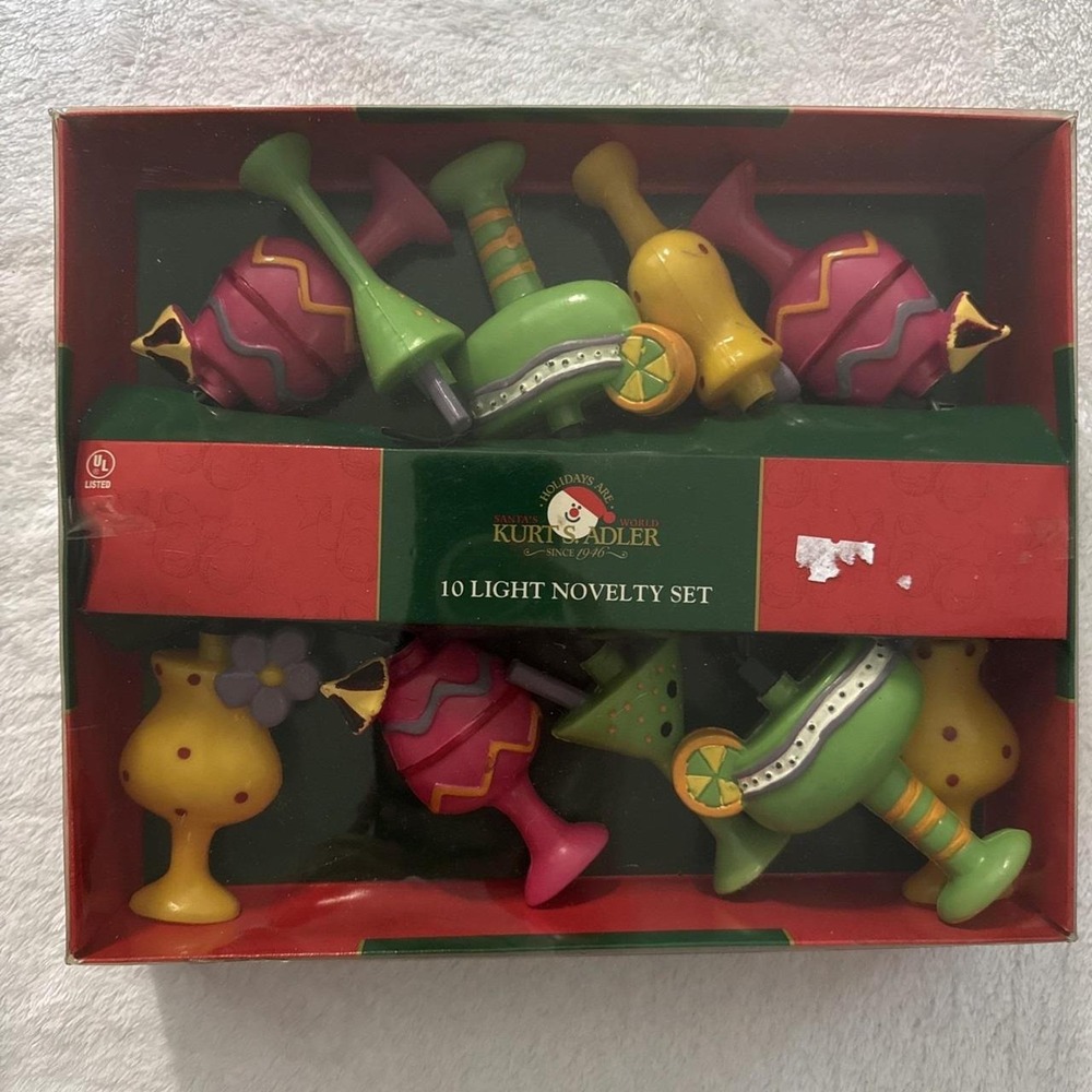 VTG Kurt Adler Novelty String Light Set  * Summer Cocktail Party Glasses * NOS